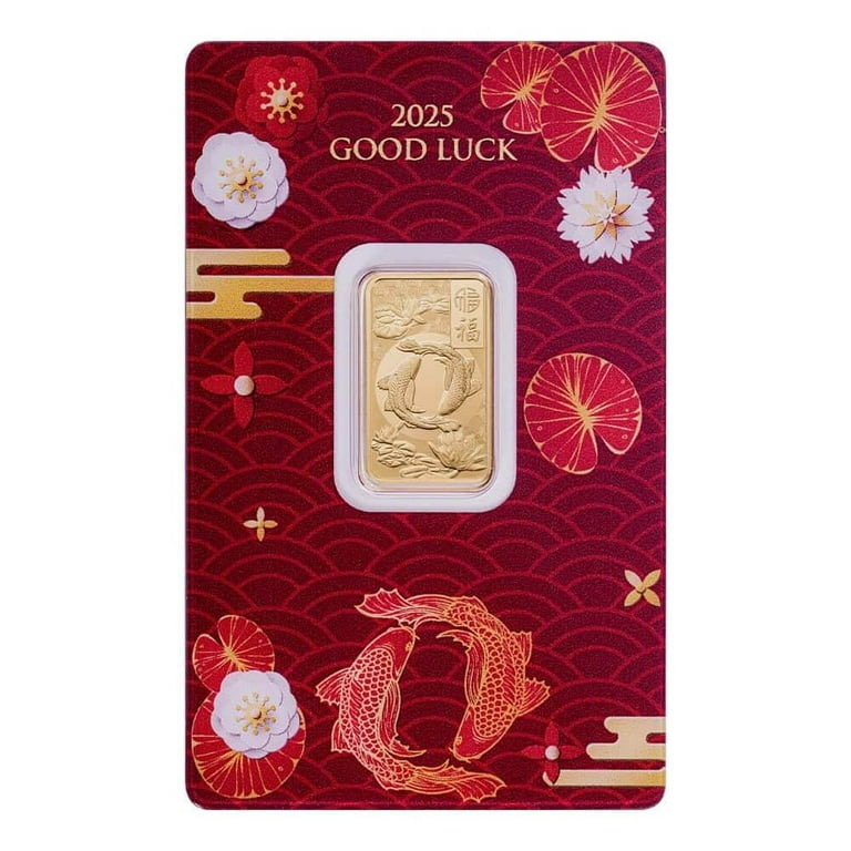 2025 5 Gram PAMP Suisse Good Luck Koi Fish Gold Bar .9999