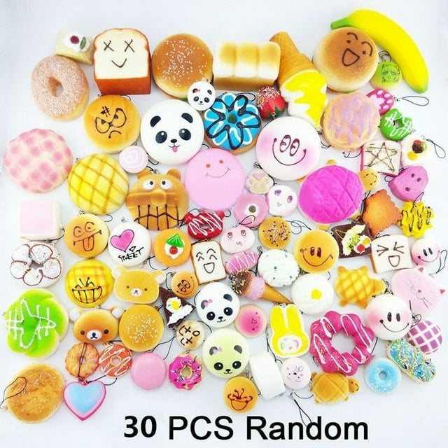 Wholesale 30PCS Lot Cute Mini Random Squishy Soft Panda/Bread/Cake/Buns Phone Straps Charm Kit Hot