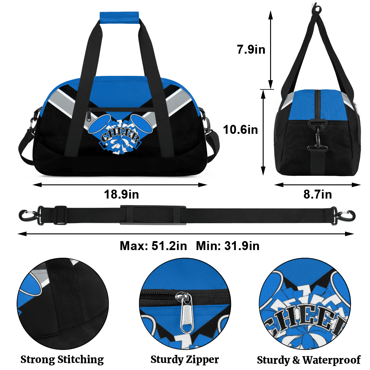 Qzjjjmy Cheer Bag Dance Bag for Girl Cheerleader Bag Sport Duffel Bag