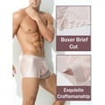 thumbnail image 5 of Ausing Men Silky Trunks Lightweight Breathable Underwear Athletic Workout Stretch Underpants Low Rise Boxer Brief S Silvery, 5 of 7