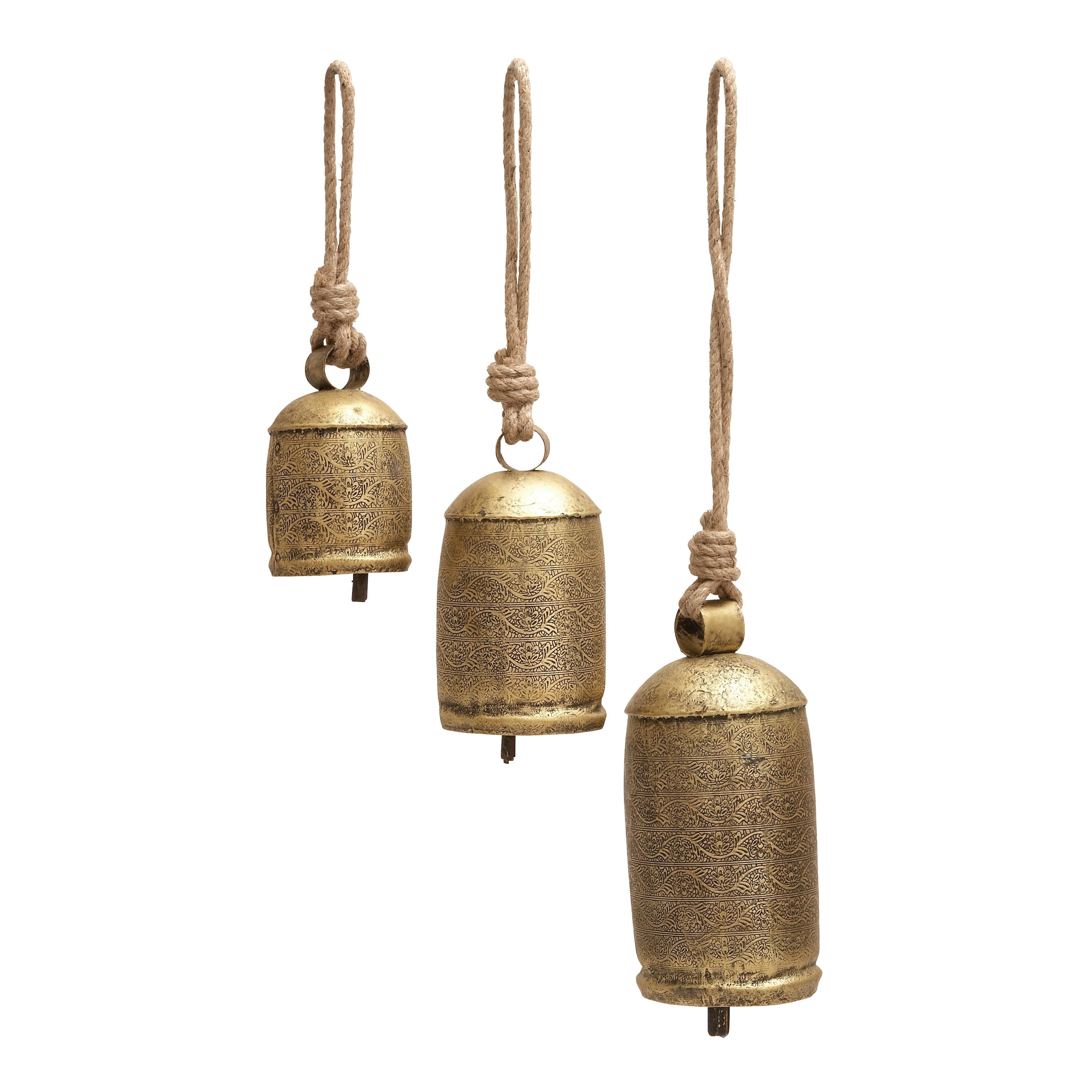 18" Hand-Hammered Gold Finish Temple Bell on Rope Wind Chime Garden Buddhist 