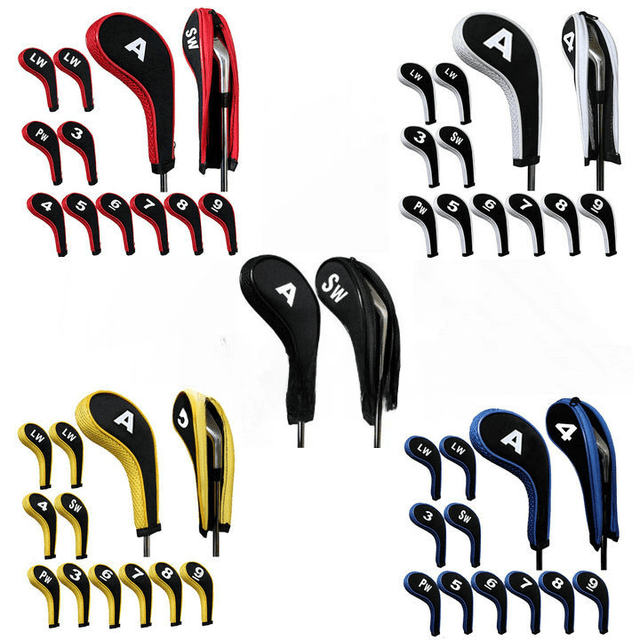 Paquete de 12 fundas para barra de hierro con cremallera para golf, fundas para barra de golf, fundas para gorras con impresión digital de barril largo para golf