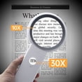 thumbnail image 2 of Glass Handheld Magnifier 30X 10X Magnifying Glass with LED Light Foldable Handle for Reading Full Book Page Newspaper Support 3 Light Colors Great Gift for Low Visions / Seniors, 2 of 6