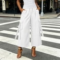 thumbnail image 3 of YuXingFu Womens Cotton Pants for Women Boho Slim Cargo - Side Pocket Spring White S, 3 of 8