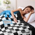 thumbnail image 4 of Teler Checkered Weighted Blanket for Adults 12 lbs, Soft Cooling Heavy Blanket for Sofa Bed, 48" x 72", Black, 4 of 8