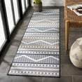 thumbnail image 3 of SAFAVIEH Cabana Briella Geometric Indoor/Outdoor Runner Rug, Black/Ivory, 2' x 8', 3 of 14