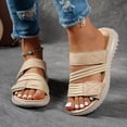 thumbnail image 2 of Slides for Women Adjustable Strappy Sandals Comfortable Thick Soft Sole Slip on Beach Shoes Open Toe Summer Casual Slippers Khaki Size 9.5, 2 of 7