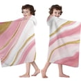 thumbnail image 4 of Pink White Gold Marble Pattern Hooded Bath Towel，60"x35" for Ages 3 To 12 Kids, Quick Dry Lightweight Soft Microfiber Hood Beach Towel Cover Up for Kids, 4 of 7