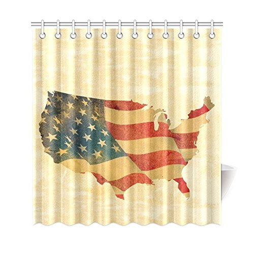 Gckg Grunge Usa Map Flag Shower Curtain 66x72 Inches
