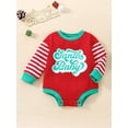 thumbnail image 3 of Gzhioc Baby Girl Boys Romper, Long Sleeve Round Neck Christmas Striped Print Loose Short Romper,3-24 Months, 3 of 9