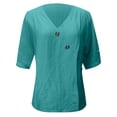 thumbnail image 5 of LIUJUNSHOP Cotton Linen Shirts for Women Loose Fit V Neck Button Comfortable Tops Trendy Blouses Casual, 5 of 5