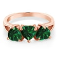 thumbnail image 2 of Gem Stone King 2.10 Ct Heart Shape Green Simulated Emerald 18K Rose Gold Plated Silver Ring, 2 of 3