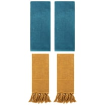 Unique Bargains 4 Pcs Solid Soft Hand Towels Yellow/Dark Cyan 14" x 30"/13" x 30"