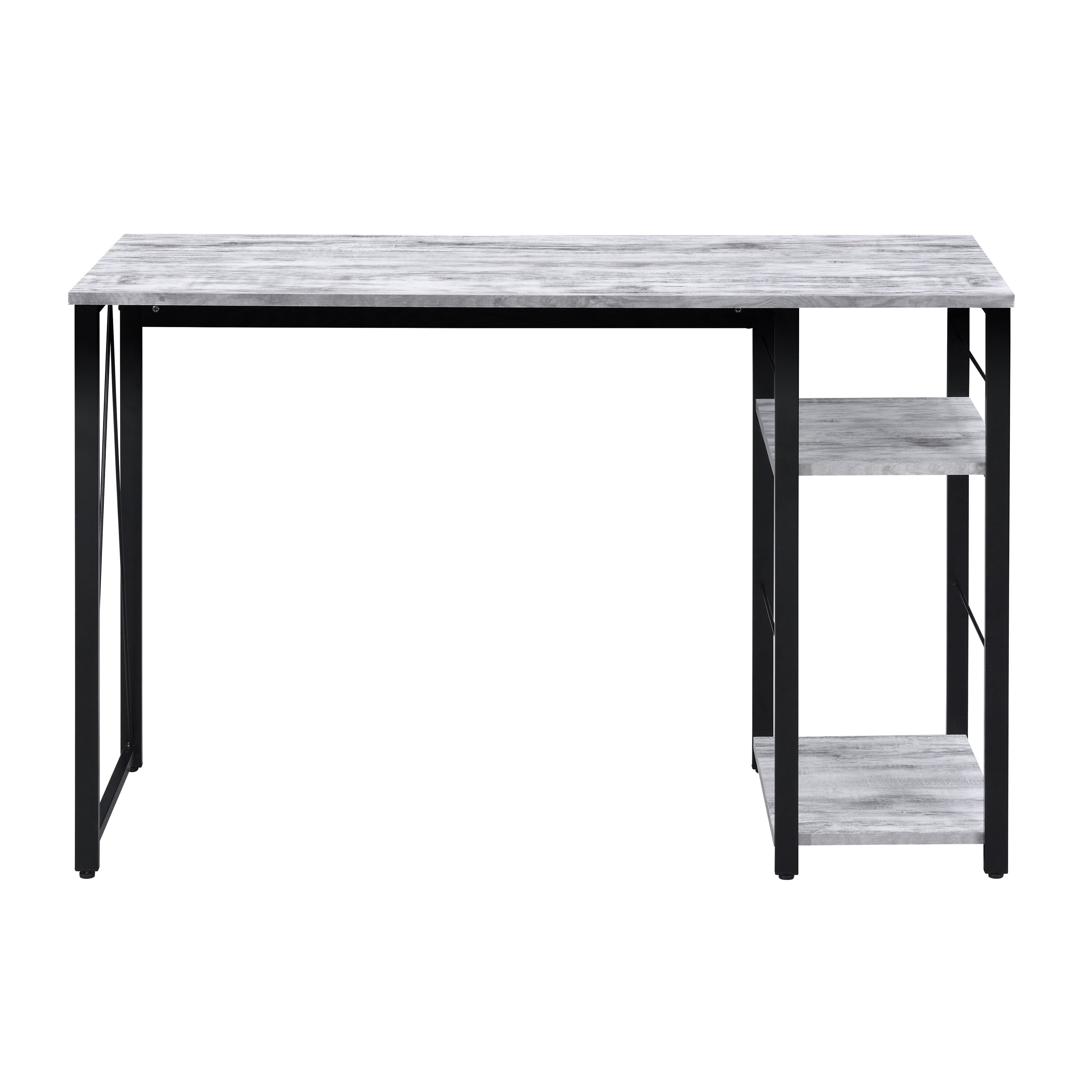 Astoutdoor Antique White and Black 2-Shelf Rectangular Writing Desk