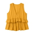 thumbnail image 4 of Karymi Blouses for Women Deep V-Neck Sleeveless Ruffle Peplum Top, Tiered Ruffle Peplum Hem Cami Blouse, Solid Casual Summer Flowy Tank Top Short Sleeve Shirts for Women, 4 of 9
