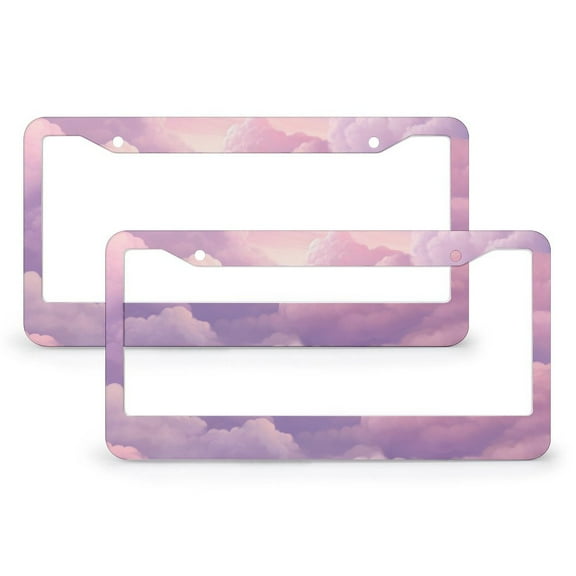 Pastel Clouds Asthetic White And Pink Art License Plate Frame 2 Pack Cute Cartoon Clouds Licenses Plates Frames Front Licenses Plate Covers Car Tag Frame Aluminum Metal License Plate Cover