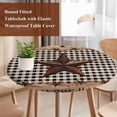 thumbnail image 5 of Country Star Round Fitted Table Cover Farmhouse Texas Star Vintage Black Plaid Waterproof Table Cloth with Elastic Edge Wipeable Tablecloth for Picnic Camping Party Fits 55"-60" Diameter, 5 of 8