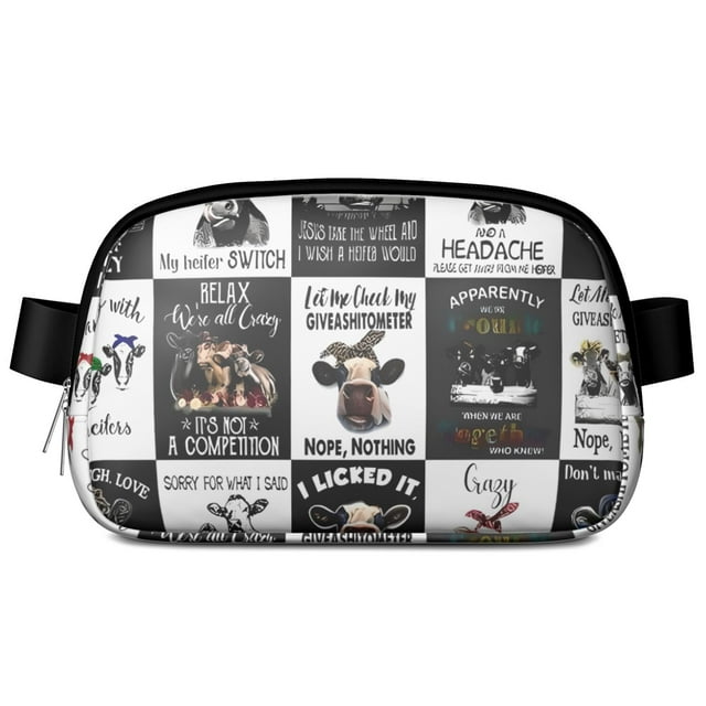 Sac Banane Highland Cow – Sac de Taille Imperméable avec Design Rustique de Ferme – Sac Ceinture Réglable pour Voyage, Course et Festivals