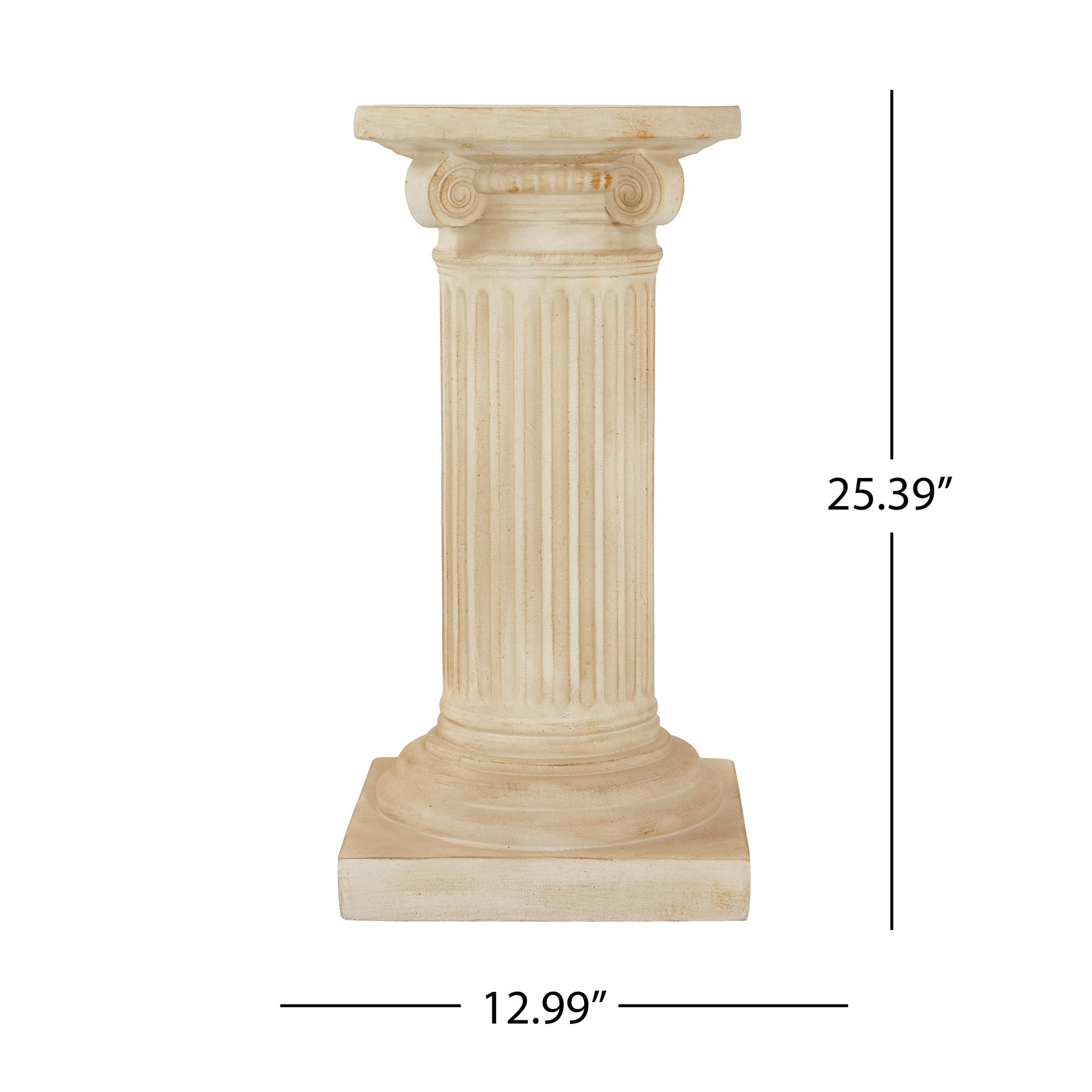 Christopher Knight Home 25.39"H Handcrafted MGO Pedestal Plant Stand for Indoor Outdoor, Travertine
