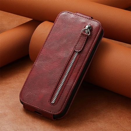Case for OPPO A60 4G Leather bag cover, built-in magnetic zipper flip up and down wallet cover