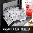 thumbnail image 7 of Ice Makers Countertop,26Lbs/24H,8Pcs in 6Mins,Portable Ice Maker Machine with 1.2 L Water Tank,Self-Cleaning,Interior Lighting,2 Sizes of Bullet Ice for Home/Kitchen/RV/Camping(Stainless Steel), 7 of 7