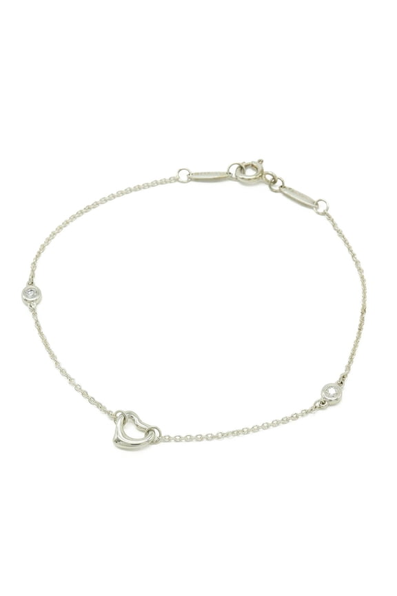 Pre-Owned TIFFANY & Co. Tiffany Elsa Peretti Diamond By the Yard Heart Bracelet in... (Good)