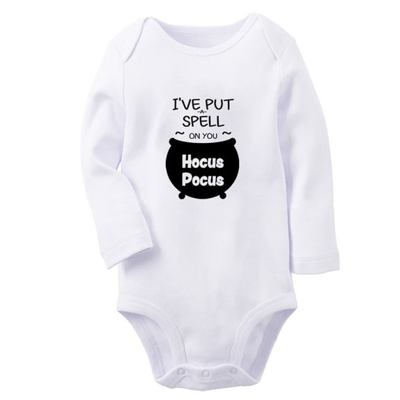 I've Put a Spell On You Hocus Pocus Funny Rompers, Newborn Baby Unisex Bodysuits, Infant Jumpsuits, Toddler 0-12 Months Kids Long Sleeves Oufits (White, 6-12 Months)