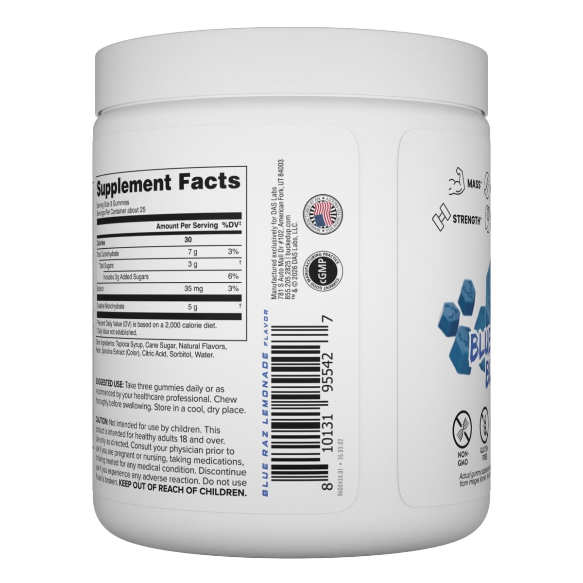 Bucked Up Creatine Gummies - Blue Blast 25serv