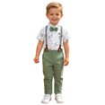 thumbnail image 3 of mgoYE Toddler Baby Boy Clothes Suit Gentleman Wedding Outfits 18 24 Month 3t 4t 5t, Formal Dress Shirt with Bowtie + Suspender Pants Size 4-5Y, 3 of 9