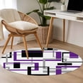 thumbnail image 4 of Round Rugs 4Ft, Purple Black Geometric Round Area Rug Washable Indoor Throw Carpet, Minimalist Stripes Abstract Art Soft Non Slip Circle Rug for Kitchen Nursery Room Home Decor Aesthetic, 4 of 8
