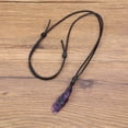 thumbnail image 5 of COAI Adjustable Leather Cord Raw Amethyst Crystal Quartz Pendant Necklace, 5 of 5