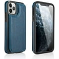 thumbnail image 3 of Leather Flip Wallet Case Card Holder Phone Back Cover for iPhone 12 Pro (Blue), 3 of 6