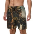 thumbnail image 1 of Kdxio desert Man Shepherd Dog Print Mens Swim Shorts with Mesh Lining, Breathable and Quick-Drying, Adjustable Waist, Privacy Pocket-Small, 1 of 6