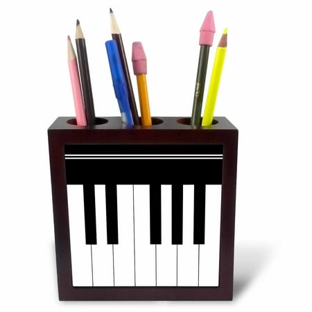 3dRose Piano keys - black and white keyboard musical design - pianist music player and musician gifts, Tile Pen Holder,