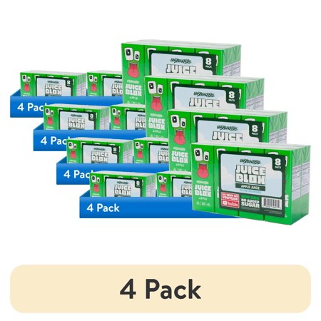 (4 pack) JuiceBlox Unspeakable Apple Juice, 6.75 fl oz, 8 Count Boxes, Light