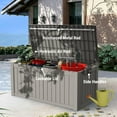 thumbnail image 2 of PetFurnishn Deck Box, Waterproof and Weatherproof Large Resin Storage Bin with Lockable Lid, Ideal for, Outdoor, Patio Furniture Cushions, Pool Supplies, Garden Tools (119 Gallon, Grey), 2 of 7