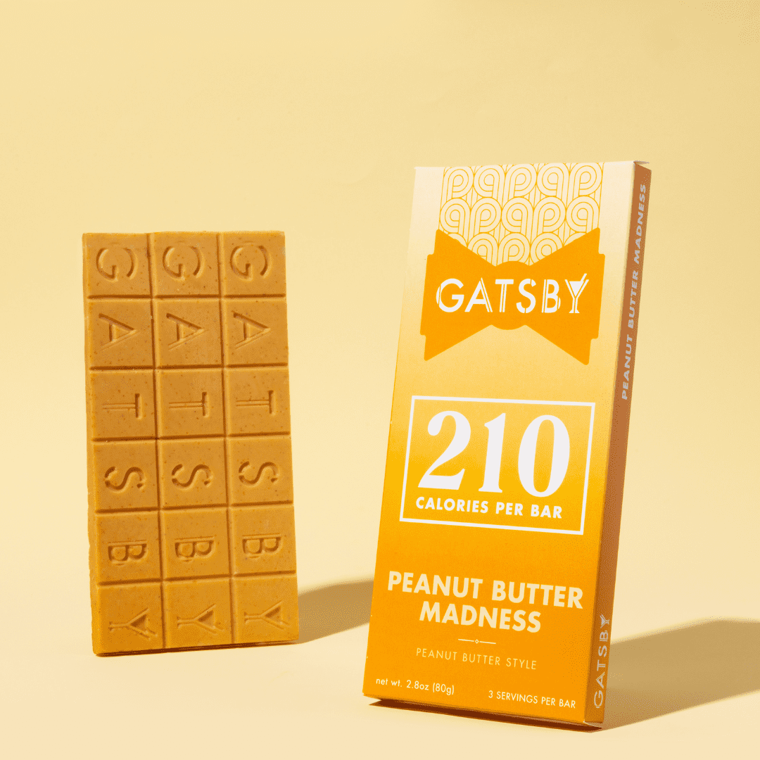 (2 pack) Gatsby Chocolate Peanut Butter Madness Bar, Guilt-Free Low Sugar, 2.8 oz