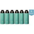 thumbnail image 2 of 6-Pack (Turquoise) - Aquatix 21 Ounce Pure Stainless Steel Double Wall Vacuum Insulated Sports Water Bottle Convenient Flip Top - Keeps Drinks Cold for 24 Hours, Hot for 6 Hours. Perfect for Gifts, 2 of 9