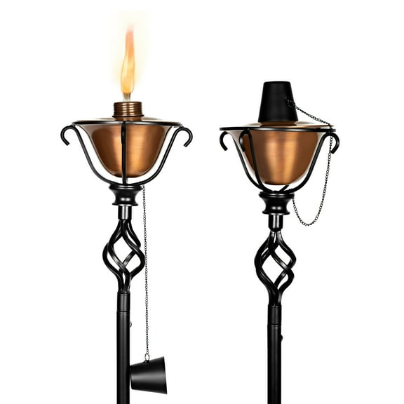 BirdRock Home 2-Pack Outdoor Wide Conical Torches - Tabletop Stand - Copper