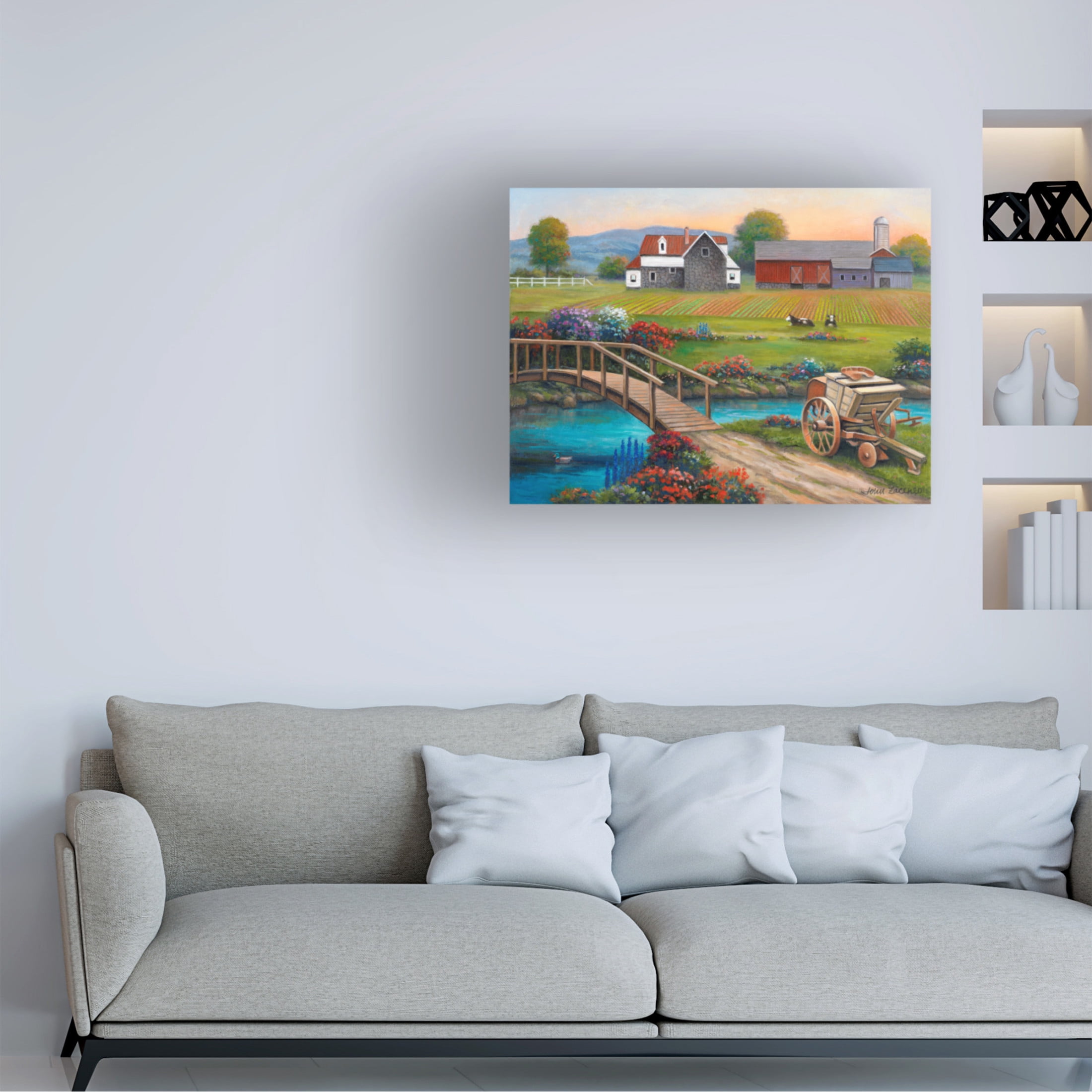 Canvas Wall Art - John Zaccheo 'Sweet Serenity Farm' Wall Art for Living Room, Bedroom, or Office Décor by Trademark Fine Art - 24 x 18 Inches