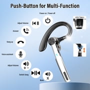 Bluetooth Headset, Single-Ear Bluetooth Earpiece with ENC Mic with HiFi Stereo Sound, 72 Hours Talking Time Wireless Headset V5.3 with 400mAh Charging Case for iOS Android Cell Phones, White