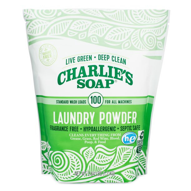 Charlie’s Soap Unscented Laundry Powder detergent 100 Loads (2.64 lb