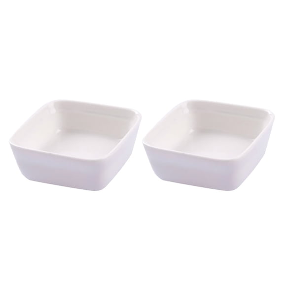 MasteelfCA 2PCS White Ceramic Dishes Japanese Style Porcelain Dipping Dish Kitchen Seasoning Sauce Vinegar Plates (Square)
