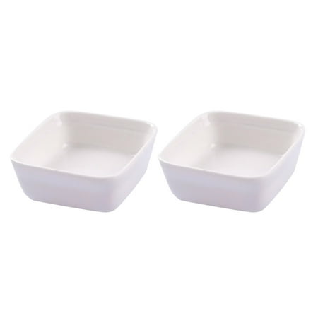 

FRCOLOR 2PCS White Ceramic Dishes Japanese Style Porcelain Dipping Dish Kitchen Seasoning Sauce Vinegar Plates (Square)