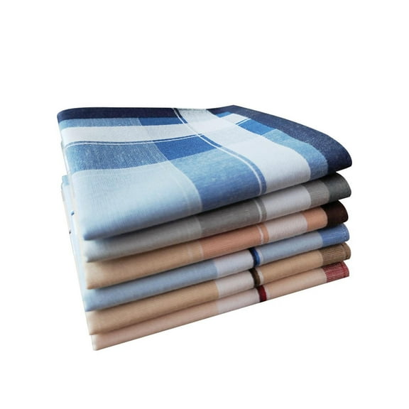 6Pcs Cotton Men's Pocket Square Hankies for Prom Suit Weddings