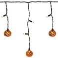 thumbnail image 2 of Northlight LED Lighted Pumpkin Halloween Curtain Icicle Lights - Orange - 5.25' Black Wire - 25ct, 2 of 7