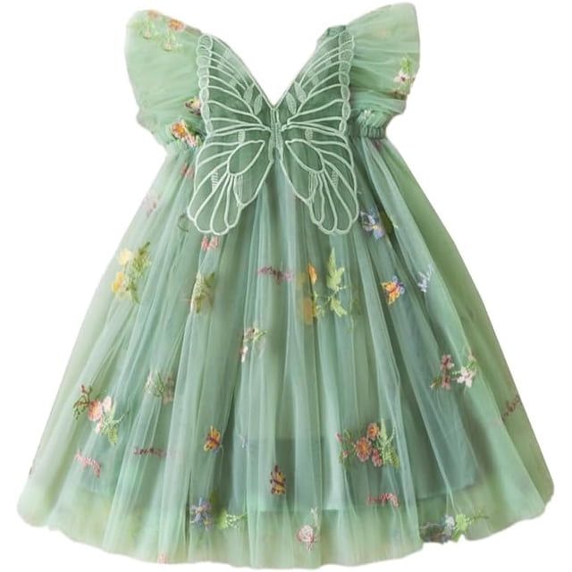 Robe Tutu pour Bébé Fille Princesse Sans Manches Papillon Tulle Robe d'Été pour Fête d'Anniversaire
