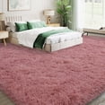 thumbnail image 5 of Janvonne Soft Fluffy Shaggy Area Rug, 9'x 12' Bean paste Pink Plush Fuzzy Carpet for Bedroom Living Room, Non-Slip Modern Indoor Shag Rug for Kids Room Nursery Home Decor, 5 of 8