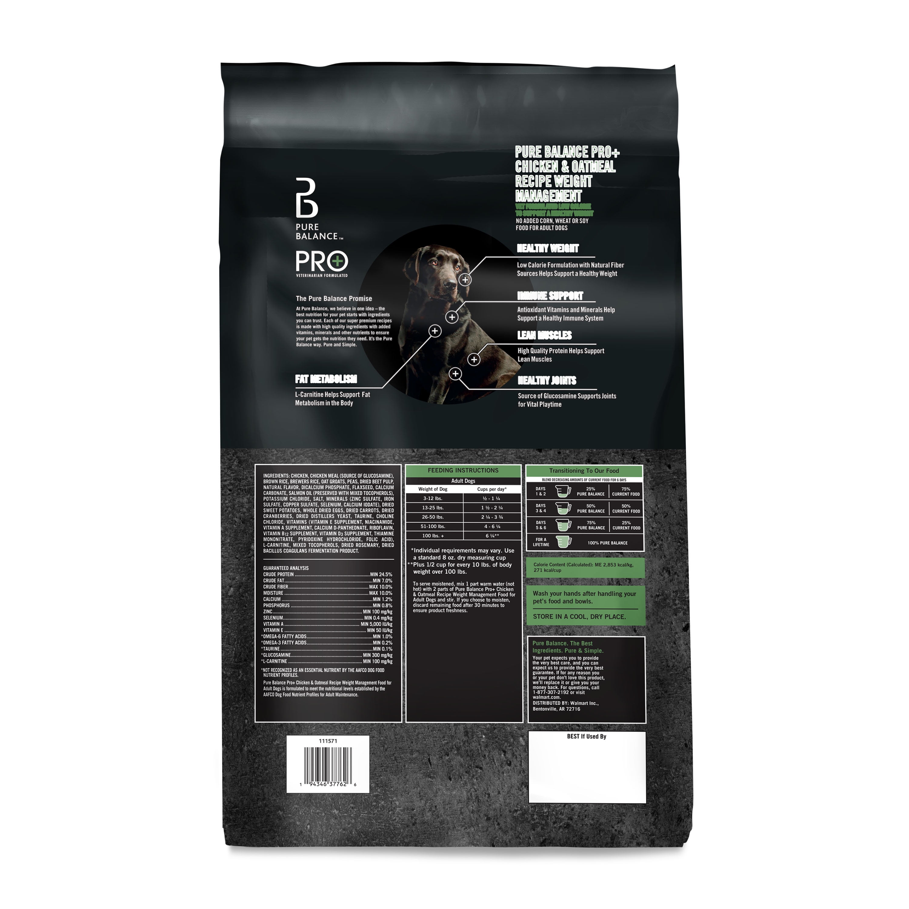 Pure Balance Pro+ Weight Management Chicken & Oatmeal Recipe Dry Dog Food, 16 lbs