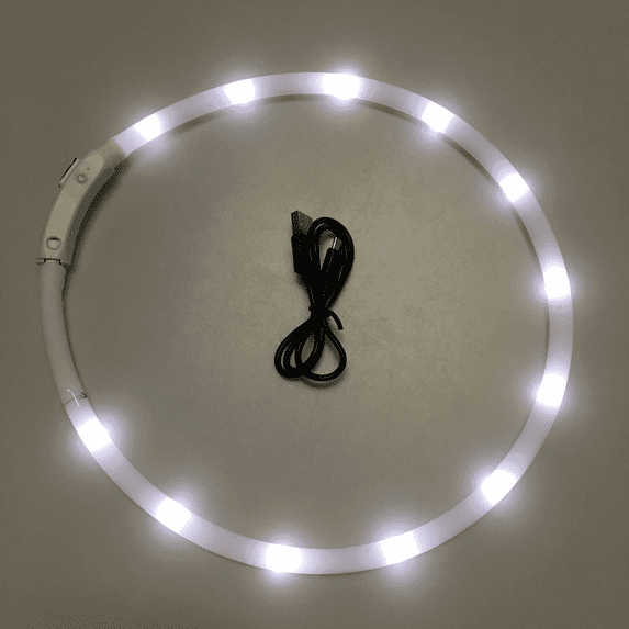 Minimanihoo LED Light Up Dog Collar USB Rechargeable - Adjustable Length Pet Collar for Dogs - 3 Modes